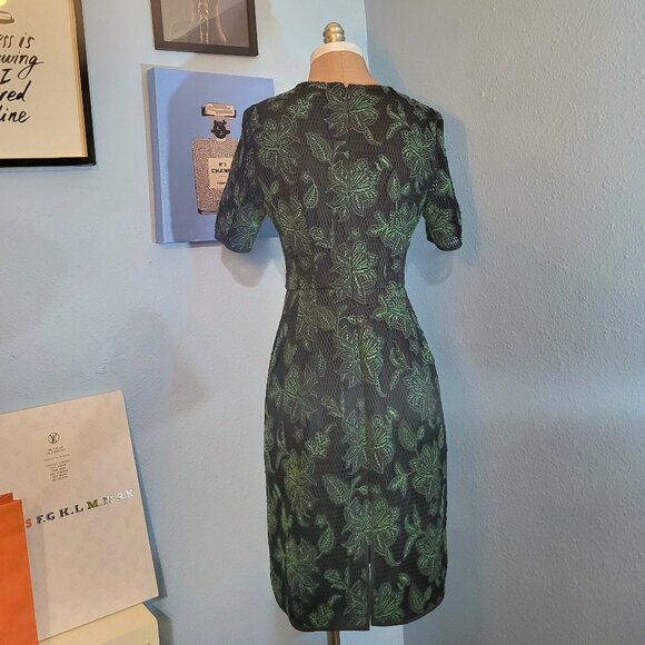 Tory Burch Blue Lace Applique Fishnet Sheath Dress - Picture 15 of 17